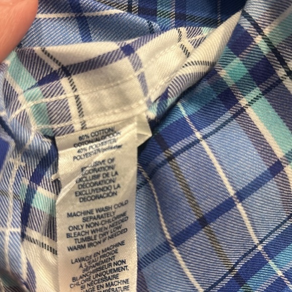CHAPS Casual Blue and White Button Down Shirt Easy Care Twill - Picture 10 of 12